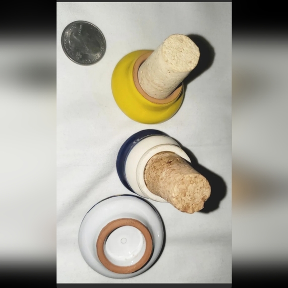 :* 6 Wine Glass Charms 3 scenic Italy porcelain Wine bottle corks & wine butler - Picture 8 of 12